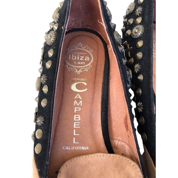 Jeffrey Campbell Ibiza Last ELEGANT SB Studs Bow Flat 9 Tan Black Suede Loafer - Picture 7 of 10